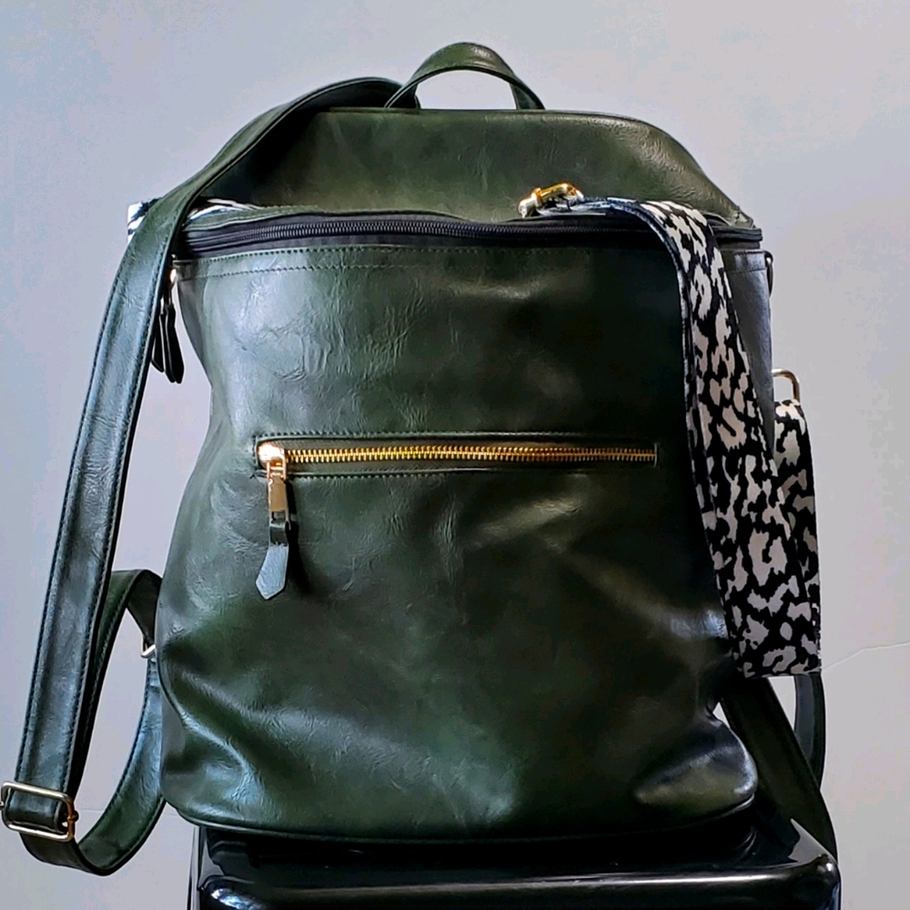 Green boutique backpack purse